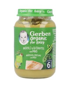 Gerber Organic Tarrito brocoli con guistantes y pavo +6m