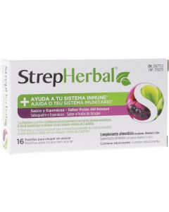 StrepHerbal Saúco y Equinacea Frutos del Bosque 16 Pastillas para chupar