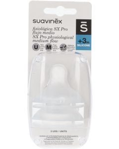 Suavinex Tetina Fisiológica Silicona SX Pro Flujo Medio +3M