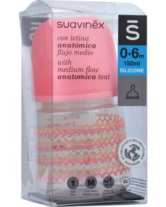 Suavinex Biberón Memories Rosa Tetina Silicona 0-6 meses 150 ml