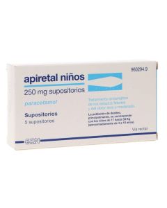 Apiretal niños 250 mg 5 supositorios