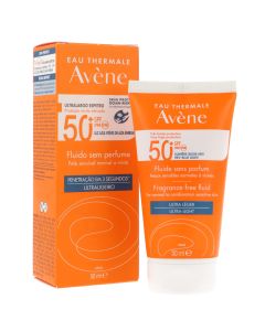 Avène Solar Fluido SPF50+ Sin Perfume 50 ml
Para pieles sensibles normales y mixtas del rostro