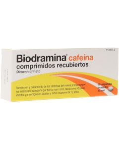 BIODRAMINA CAFEINA COMPRIMIDOS RECUBIERTOS, 12 comprimidos