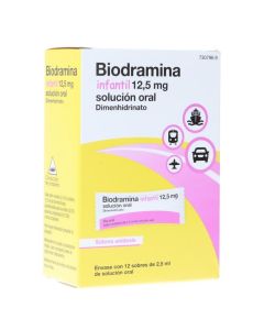 Biodramina infantil 12,5 mg 12 sobres monodosis solución oral 2,5 ml