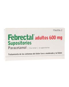 Febrectal adultos 600 mg 6 supositorios