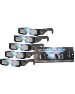 Gafa para Eclipse Solar Pack de 5 Unidades .Certificado EN ISO 12312.2-2015