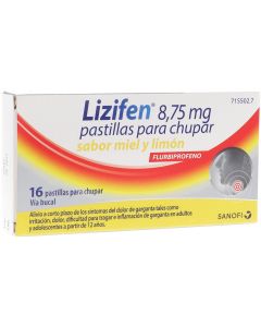 LIZIFEN 8,75 MG PASTILLAS PARA CHUPAR SABOR MIEL Y LIMON 16 pastillas