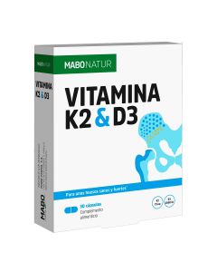 Mabonatur Vitamina K2 & D3 – 30 cápsulas, cuidado de huesos y músculos
