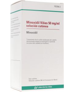 MINOXIDIL VIÑAS 50 mg/ml SOLUCION CUTANEA, 2 frascos de 120 ml