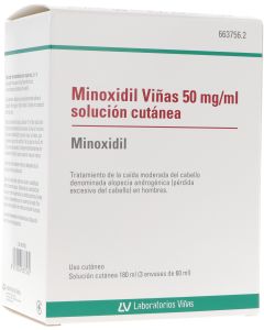 MINOXIDIL VIÑAS 50 mg/ml SOLUCION CUTANEA, 3 frascos de 60 ml