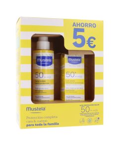 Pack Mustela con Crema solar SPF50+ y Spray Solar SPF50+