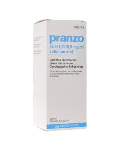 Pranzo 62,5 mg/ml + 1,25 mg/ml + 0,5 mg/ml solución oral 1 frasco 200 ml