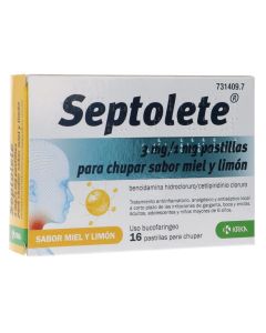 Septolete 3 mg/1 mg 16 pastillas para chupar (sabor miel y limón)