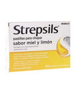 Strepsils 24 pastillas para chupar (sabor miel y limon)