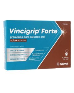 Vincigrip forte 10 sobres granulado para solución oral (sabor cacao)